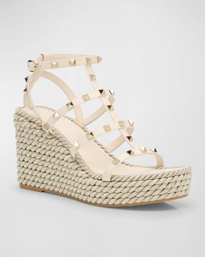 Rockstud Caged Wedge Espadrille Sandals - Image 6