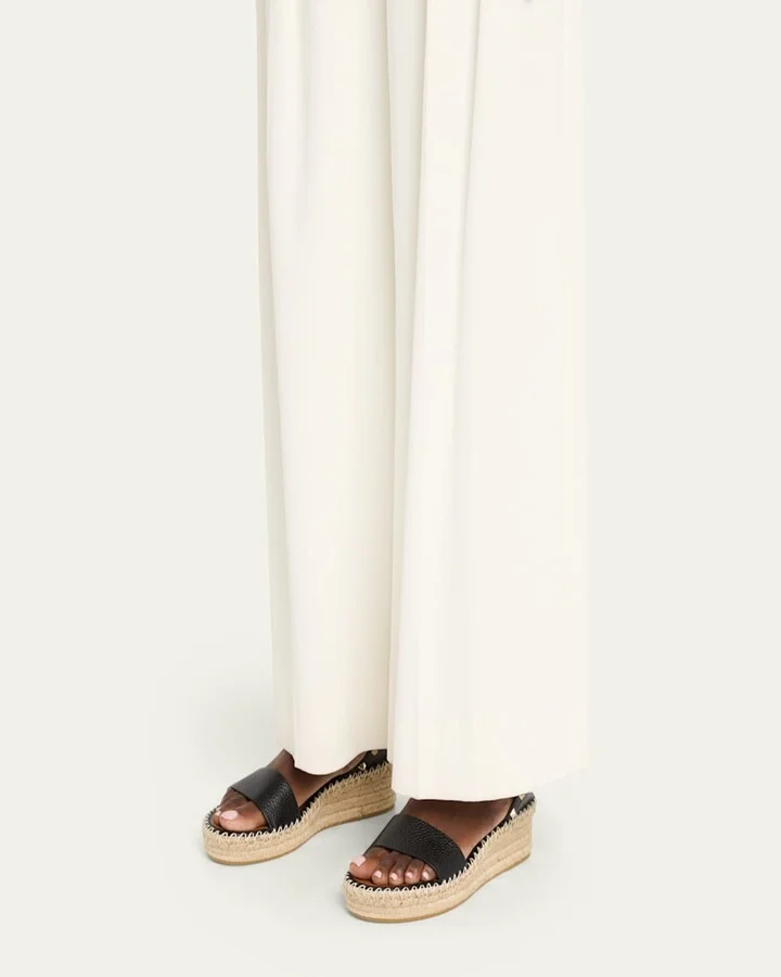 Rockstud Calfskin Flatform Espadrille Sandals - Image 7