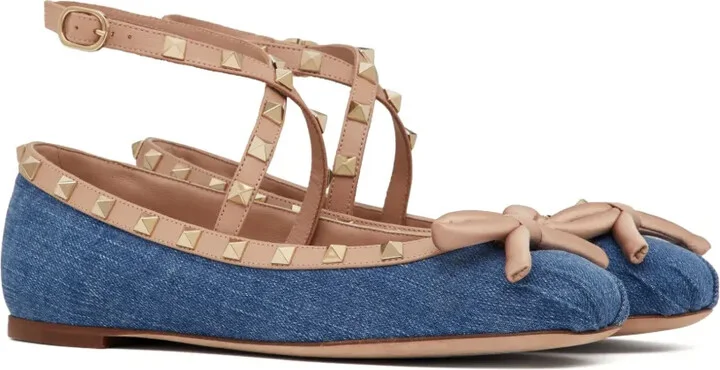 Rockstud denim ballerina shoes - Image 2