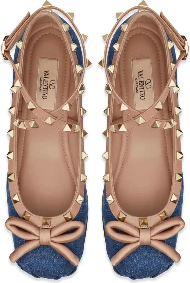 Rockstud denim ballerina shoes - Image 4