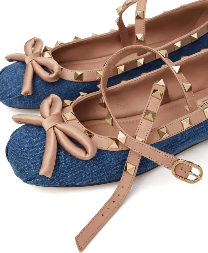 Rockstud denim ballerina shoes - Image 5