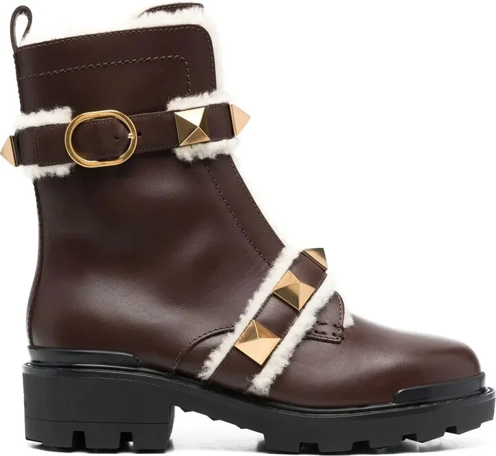 Rockstud-embellished biker boots