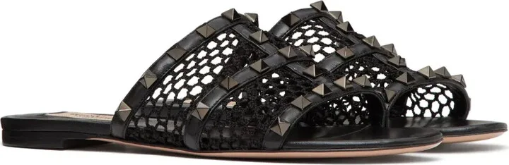 Rockstud-embellished interwoven slides - Image 2