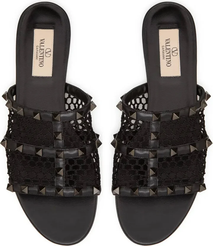Rockstud-embellished interwoven slides - Image 4