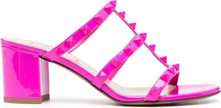 Rockstud-embellished leather mules