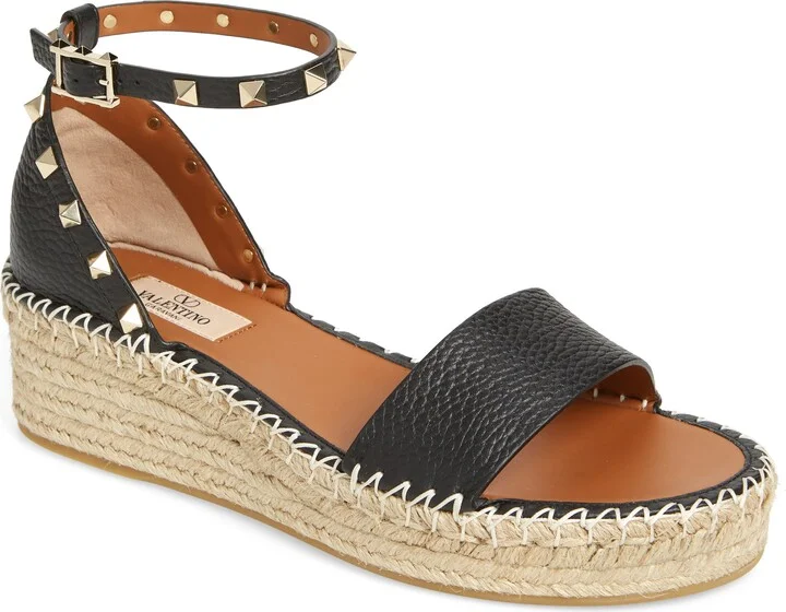 Rockstud Espadrille Platform Wedge Sandal