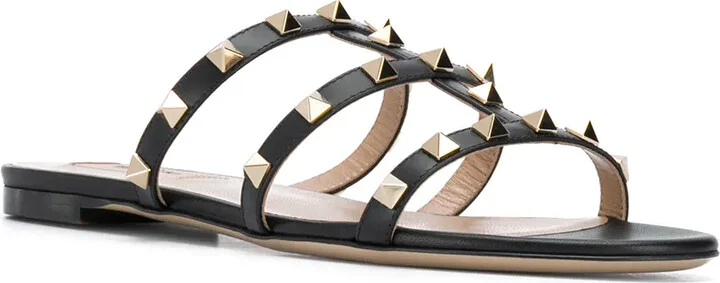 Rockstud flat leather sandals - Image 2