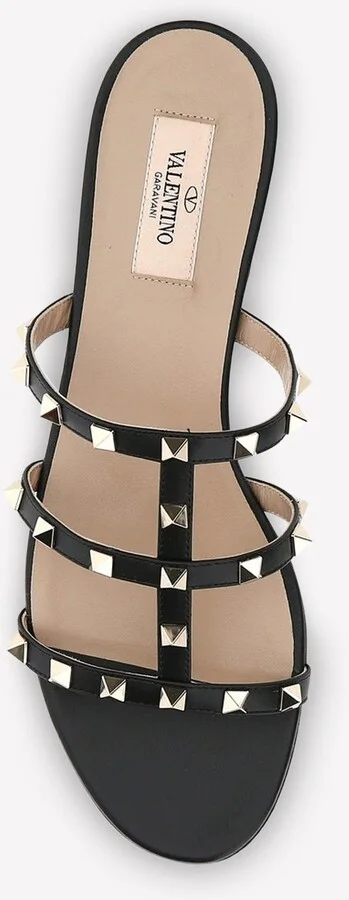 Rockstud Flat Slides in Lambskin - Image 3