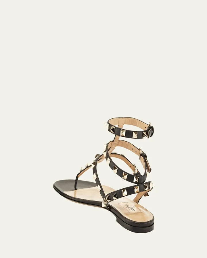 Rockstud Flat Thong Sandals, Black - Image 2