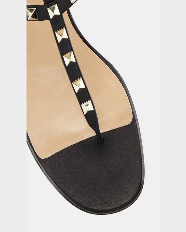 Rockstud Flat Thong Sandals, Black - Image 4