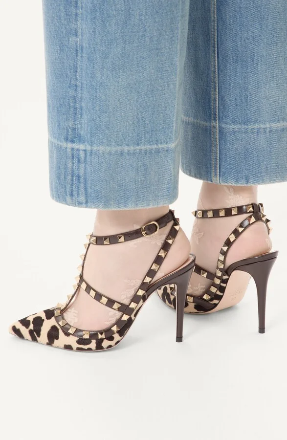 Rockstud Genuine Calf Hair T-Strap Pump - Image 2