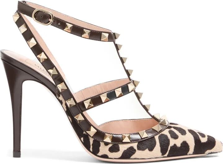 Rockstud Genuine Calf Hair T-Strap Pump - Image 4