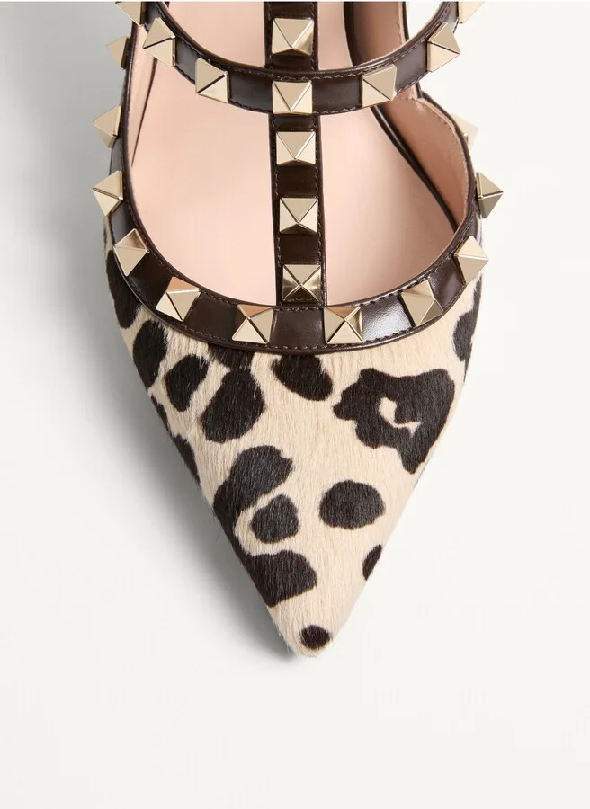 Rockstud Genuine Calf Hair T-Strap Pump - Image 7
