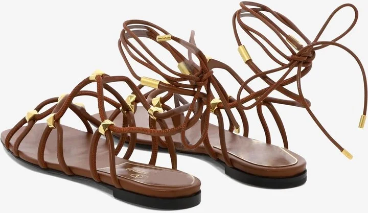 Rockstud Gladiator Leather Flat Sandals - Image 2