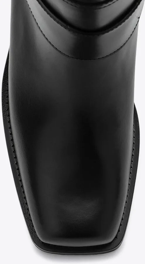 Rockstud Knee-High Leather Biker Boots - Image 2