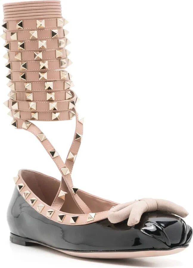 Rockstud lace-up leather ballerinas - Image 2
