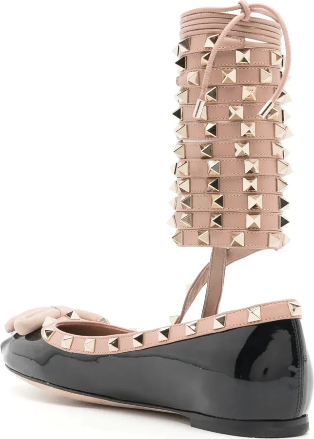 Rockstud lace-up leather ballerinas - Image 3