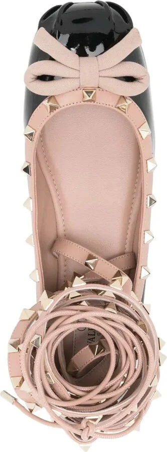 Rockstud lace-up leather ballerinas - Image 4