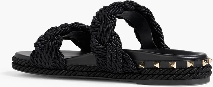 Rockstud leather and cord sandals - Image 3