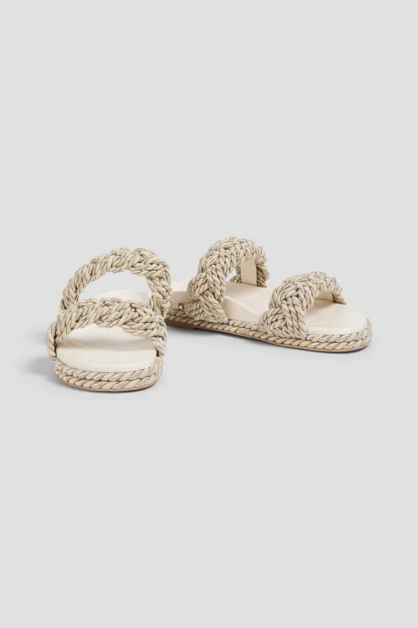 Rockstud leather and metallic cord sandals - Image 2