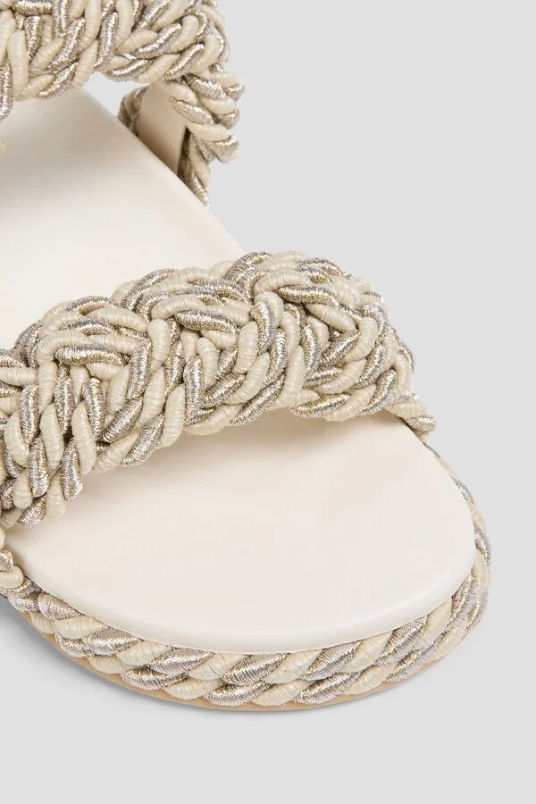 Rockstud leather and metallic cord sandals - Image 4