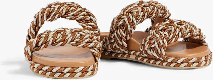 Rockstud leather and metallic cord sandals - Image 5