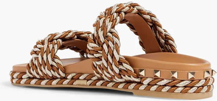 Rockstud leather and metallic cord sandals - Image 6