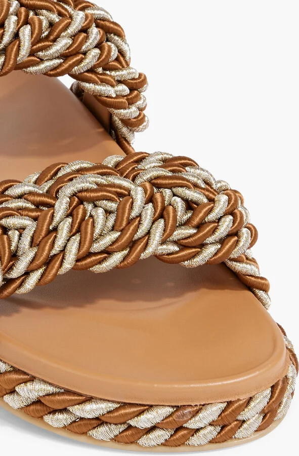 Rockstud leather and metallic cord sandals - Image 7