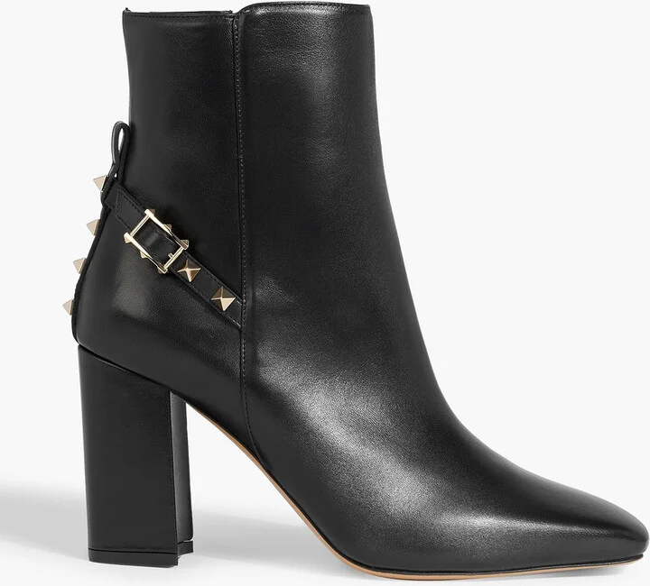 Rockstud leather ankle boots