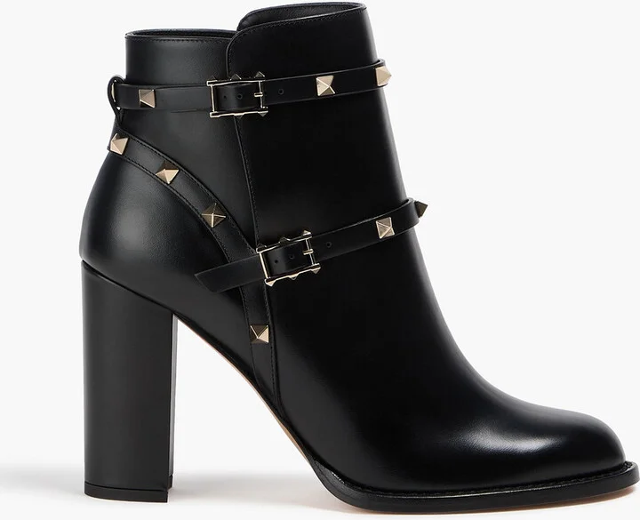 Rockstud leather ankle boots