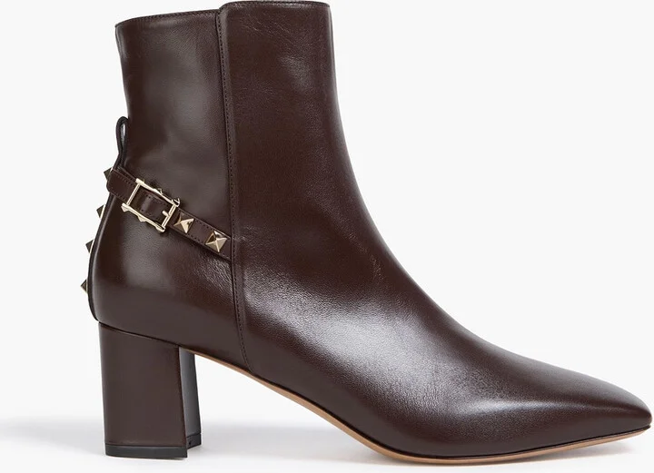 Rockstud leather ankle boots