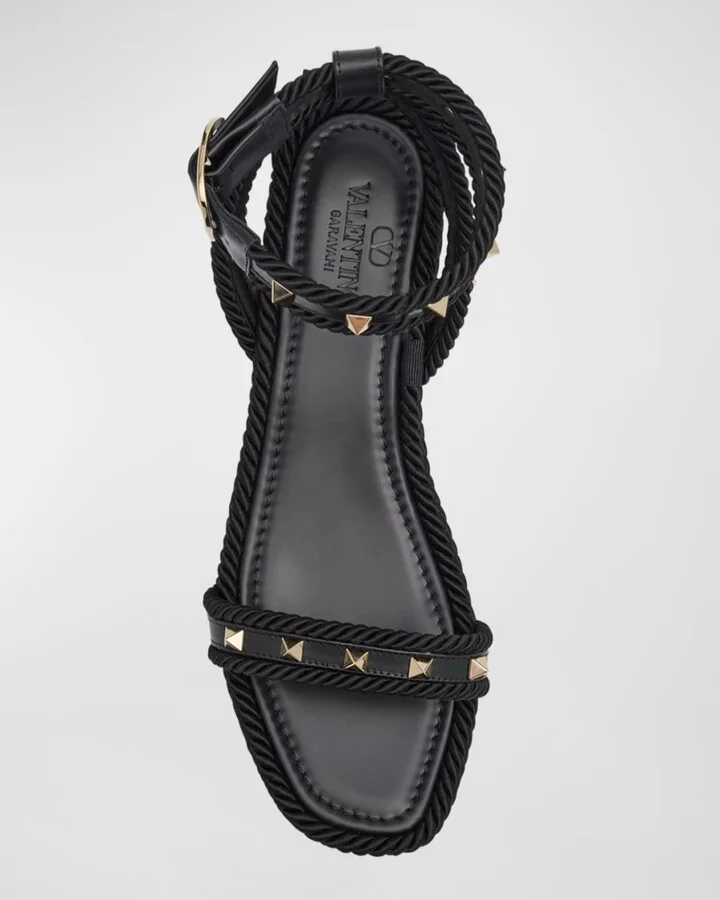 Rockstud Leather Ankle-Strap Espadrilles - Image 2