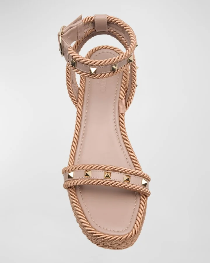 Rockstud Leather Ankle-Strap Espadrilles - Image 4