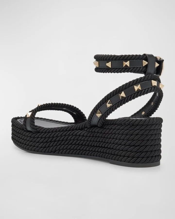 Rockstud Leather Ankle-Strap Espadrilles - Image 11