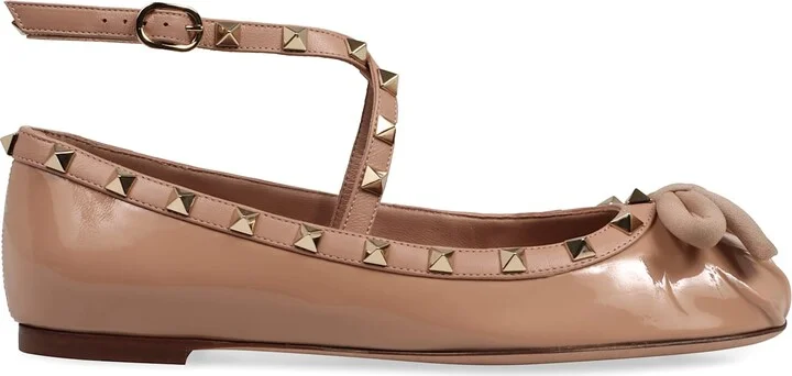 Rockstud Leather Ballet Flats