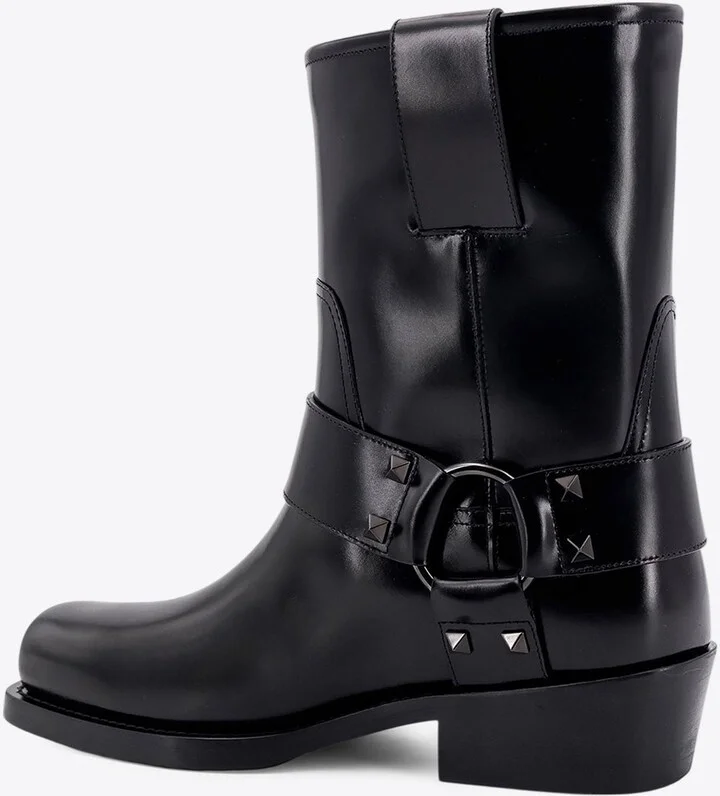 Rockstud Leather Biker Boots - Image 2