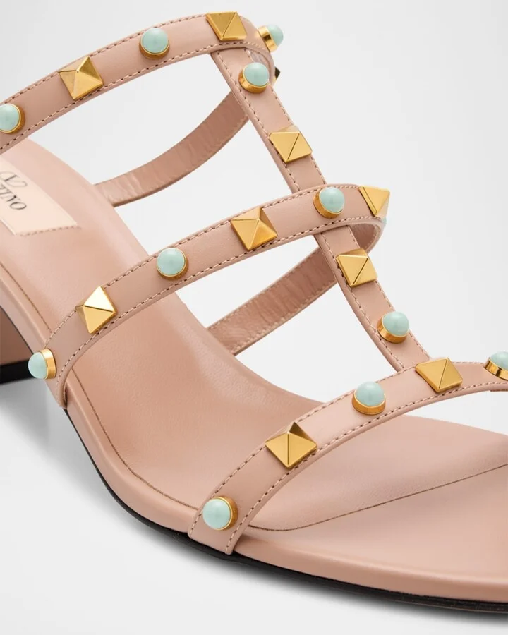 Rockstud Leather Caged Mule Sandals - Image 4