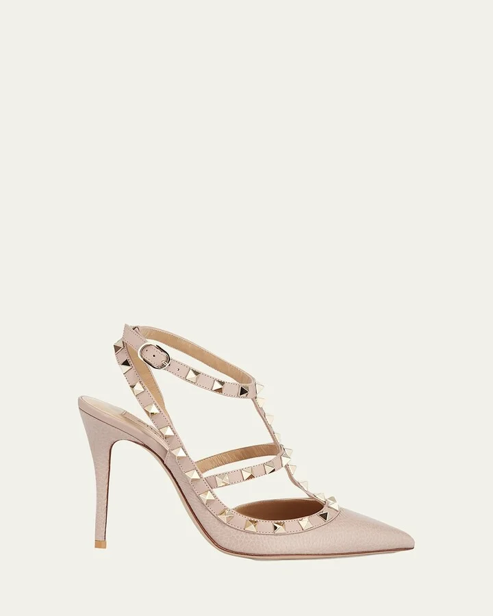 Rockstud Leather Caged Pump