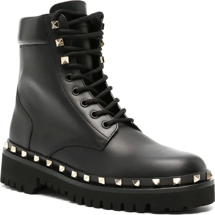 Rockstud leather combat boots - Image 2