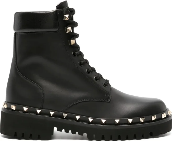 Rockstud leather combat boots