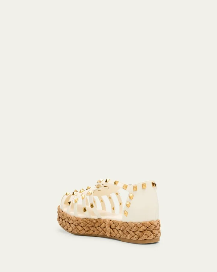 Rockstud Leather Espadrille Fisherman Sandals - Image 4