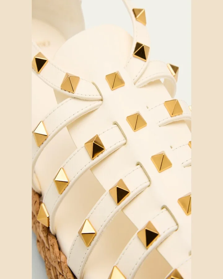 Rockstud Leather Espadrille Fisherman Sandals - Image 5
