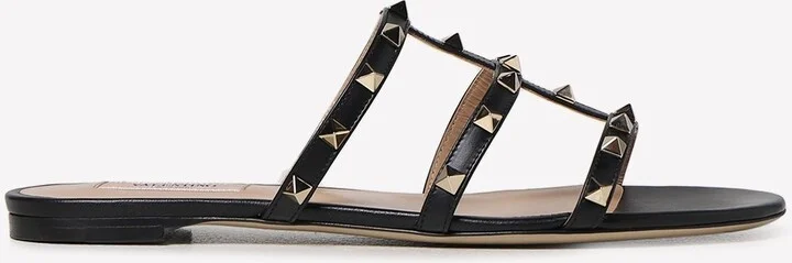 Rockstud Leather Flat Mules
