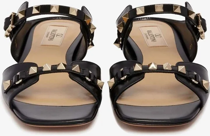 Rockstud Leather Flat Sandals - Image 2