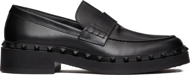 Rockstud leather loafers