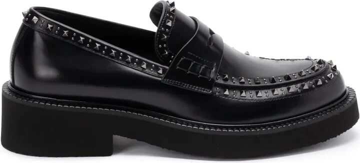 Rockstud leather loafers