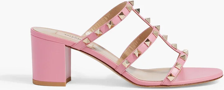 Rockstud leather mules