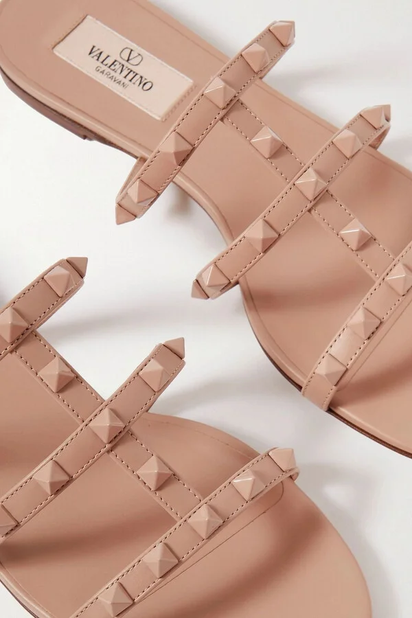 Rockstud leather sandals - Image 4
