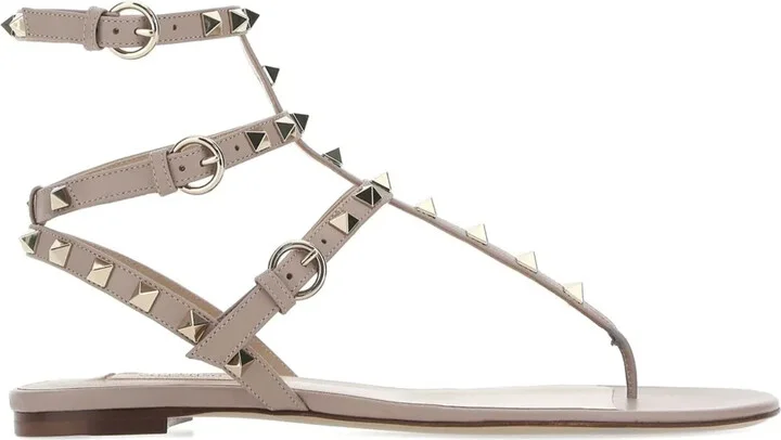 Rockstud leather sandals