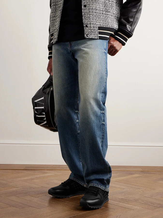 Rockstud Leather, Suede and Shell Sneakers - Image 2